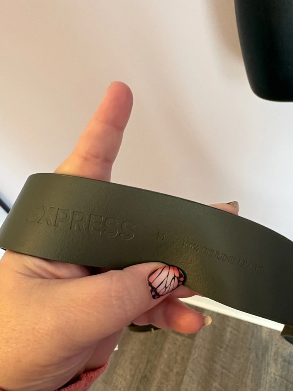 Express Green Leather Suede Unique Buckle Belt size M